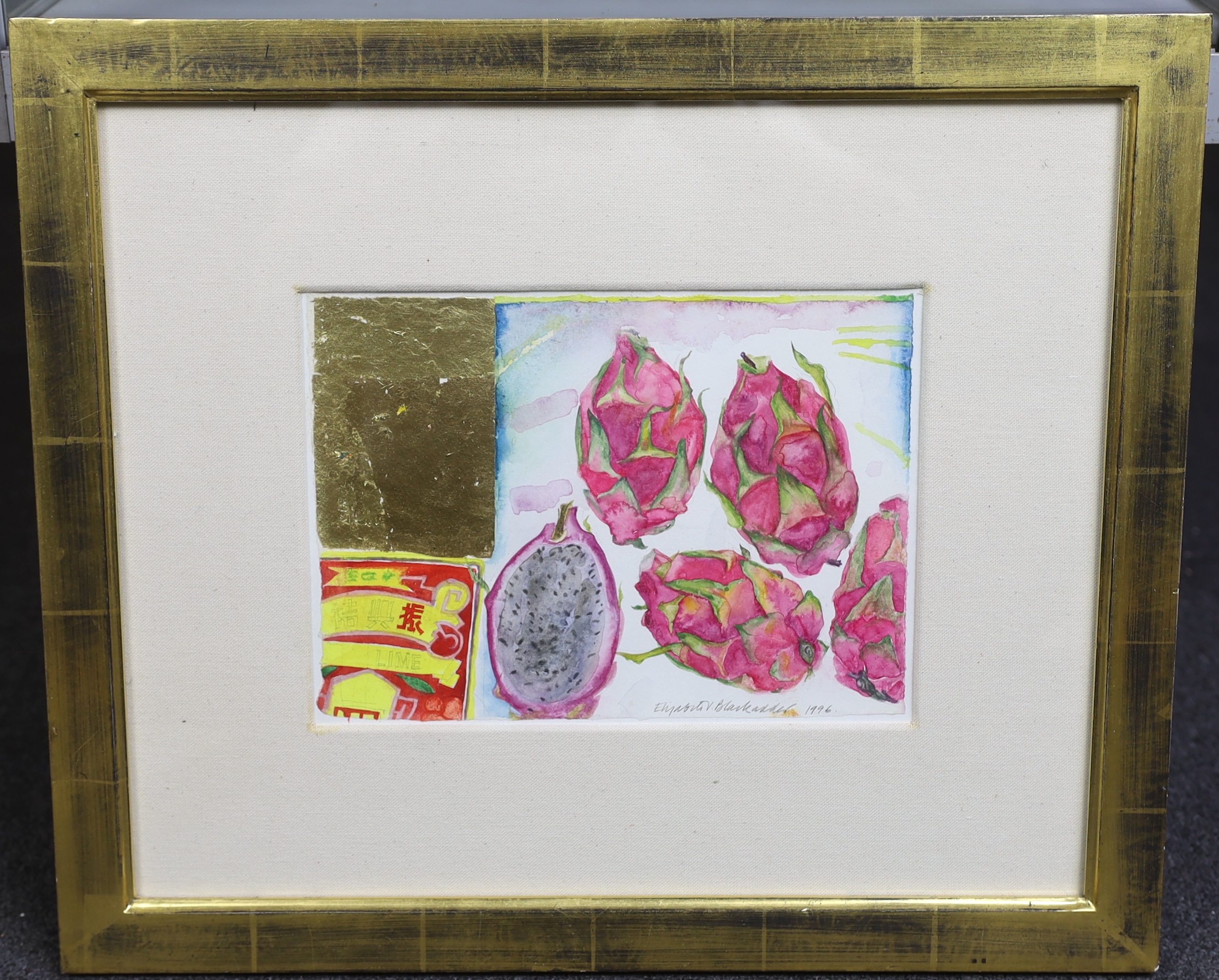 Dame Elizabeth Violet Blackadder OBE RA RSA RSW RGI DLitt (British, 1931-2021), 'Dragonfruit and Sweet Lime 1996', mixed media, 19 x 26cm